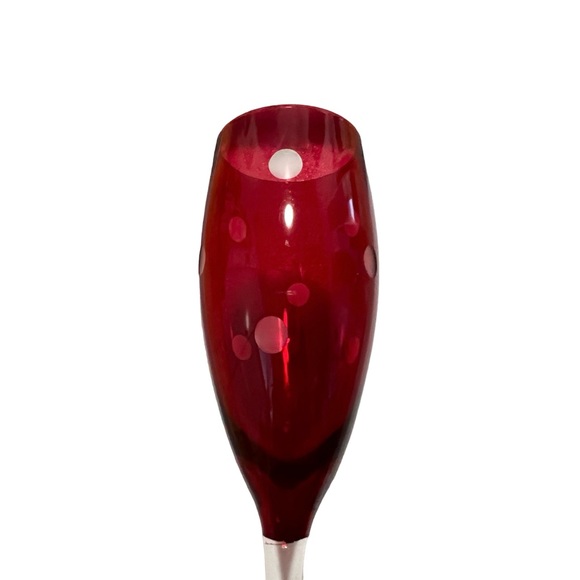 Red Polka Dot Long Stem Champagne Glasses - Picture 2 of 2